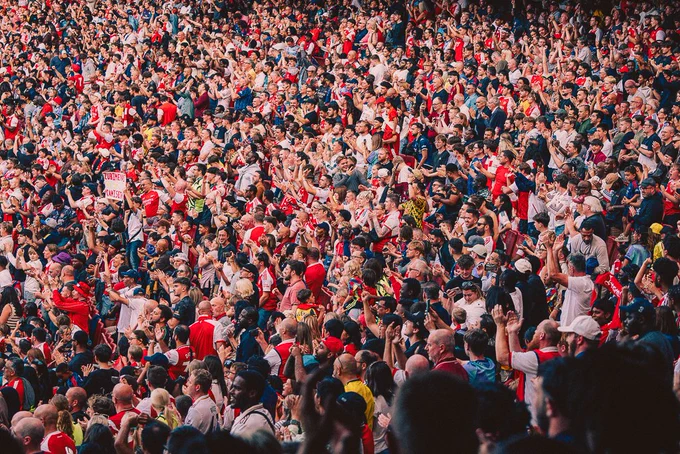 Photo of Arsenal fans at Emirates Stadium