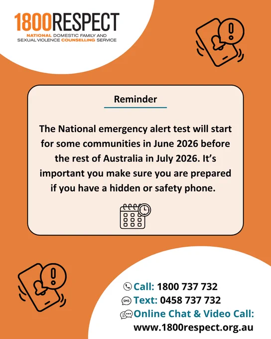 The National emergency alert test will start for some communities in June 2026, before the rest of Australia in July 2026. It’s important you make sure you are prepared if you have a hidden or safety phone. 