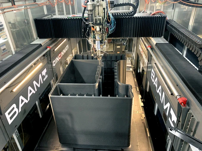 Big Area Additive Manufacturing was used to print the polymer mold for the machine base.