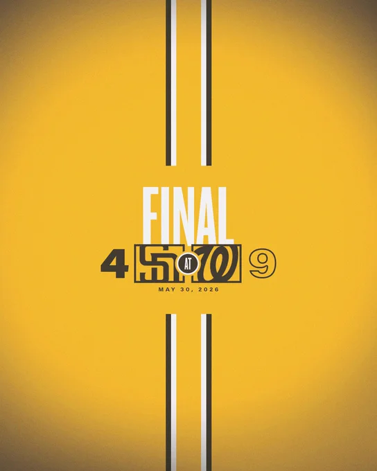 Padres Final Score Graphic. The background of the graphic is gold. In the center of the graphic, there are vertical stripes that are brown and white. In the center of the stripes, white text reads “FINAL”. Below is today’s final score: Nationals 9, Padres 4. Today’s date is written below the final score: May 30, 2026. 