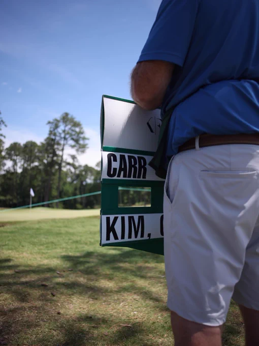Day 3 action from the UNC Health Championship, featuring golfers teeing off, hitting approach shots, and making putts as spectators watch from around the course