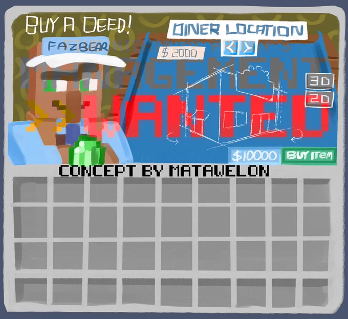 ‘Buy a Deed!’ interface concept with the $2,000 Diner Location deed selected.
