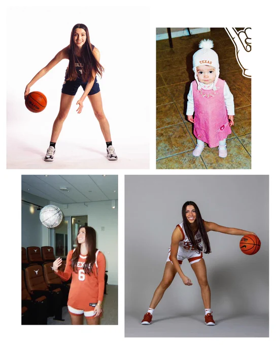 Collage of photos of Sarah Graves as a freshman in college and as a baby.