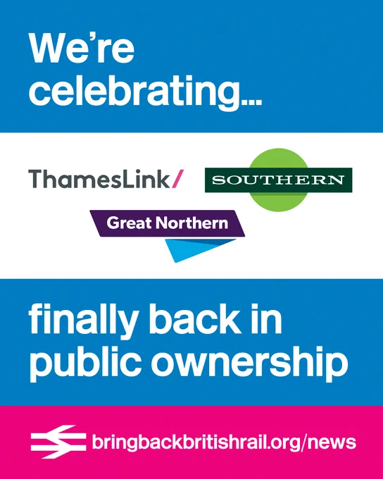 We're celebrating Thameslink, Southern & Great Northern finally back in public ownership