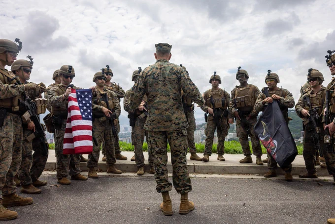 U.S. Marine Corps Gen. Francis L. Donovan, the Commander of U.S. Southern Command, talks with Marines with Marine security augmentation unit during an embassy visit in Caracas, Venezuela May 23, 2026. U.S. military forces are deployed to the Caribbean in support of the U.S. Southern Command mission, Department of War-directed operations, and the president\u2019s priorities to disrupt illicit drug trafficking and protect the homeland. (U.S. Marine Corps photo by Staff Sgt. Nathan Mitchell)\n\n