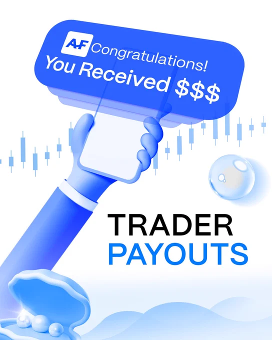 An illustration featuring a congratulatory message for receiving payouts with financial chart elements and a digital theme.