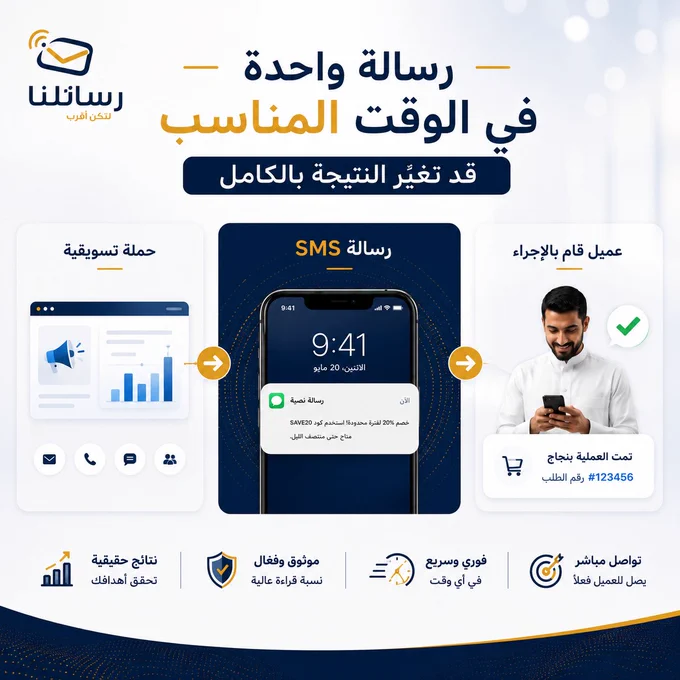 ليست كل الرسائل تصنع نتيجة...

لكن الرسالة الصحيحة، في الوقت المناسب، قد تتحول إلى عميل أو عملية بيع أو فرصة جديدة.

لهذا تبقى #SMS من أكثر قنوات التواصل فعالية في عالم الأعمال.

#CustomerExperience #BusinessCommunication #DigitalTransformation