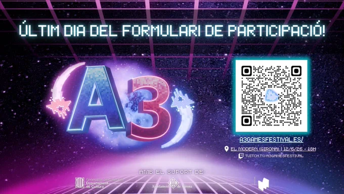 Imatge mostrant el formulari d'inscripció per presentar el videojoc a l'A3 Games Festival!
