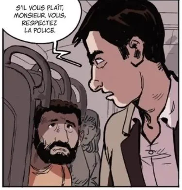Ruffin qui dit "s'il vous plaît Monsieur, vous respectez la police" à un homme supposément maghrébin.