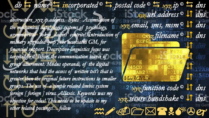 dbstructure_xyz.ip.address. ‘Bytes’  Assimilation of the mechanical data!, logic systems of psychology, asymmetrical  ‘tokyo_daisies’ contrite!. Introduction of military upgraded ‘jeep’, the associated GM, for financial support. Descriptive linguistics focus was targeted first! Ichor, the communication source of group allurement. Modus operandi, of the digital networks that had the access of written txt’s that is greater then the original future instructions to smaller groups. The use of a simple related limbic system foreign [ foriegn ] virus. Allaxis. Keywords was my objective for codes!  This needs to be update to my other related postings! 