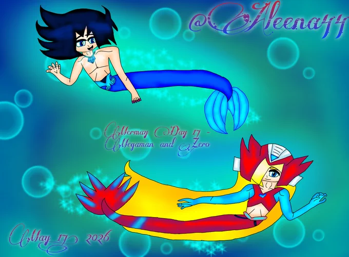 Day 17 of my Mermay Challenge 2026 (Video Game Edition); Megaman and Zero from Megaman ❄🤖


Back in 2022, I firstly drew Megaman and Zero both as mermen, but in separated sketches I remember drawing them, now it's time to put these 2 robotic mermen back together again, just playing tag down under the sea and racing underwater...I think they're having fun playing mermen, right? No rust is needed indeed! XD