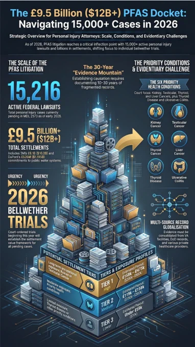 Attorney Interest: With bellwether trials beginning in 2026 to establish settlement frameworks, firms must solve the immense challenge of retrieving 10 to 30 years of fragmented medical records to prove bioaccumulation and causation