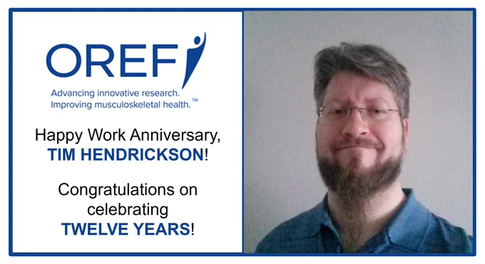 Happy Work Anniversary to Tim Hendrickson on celebrating 12 years with OREF (Orthopaedic Research and Education Foundation) tomorrow! Congratulations on this impressive milestone and on the impact you've made as a Donor Records Clerk. Here's to continued success and many more accomplishments in the years ahead.

#KEESProud #ExecutiveSearch #Foundations #Nonprofit