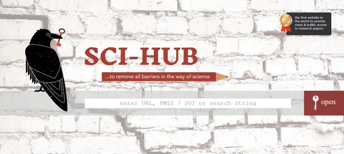 The landing page of Sci-Hub.
