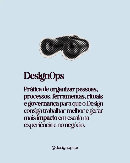 imagem de um binóculo

DesignOps
Prática de organizar pessoas, processos, ferramentas, rituais e governança para que o Design consiga trabalhar melhor e gerar mais impacto em escala na experiência e no negócio.

@desingopsbr