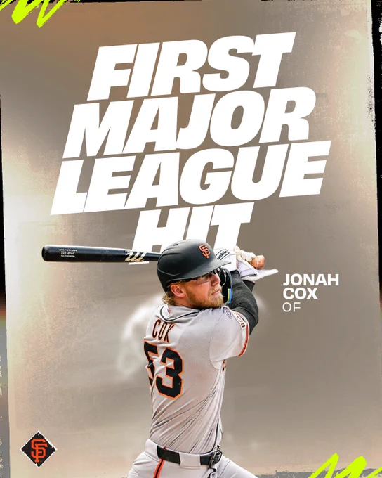 First Major League Hit graphic for Jonah Cox