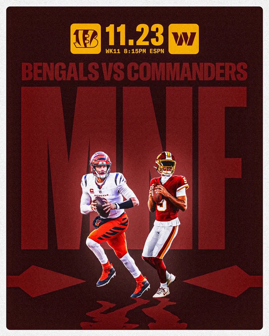 Bengals vs. Commanders graphic.