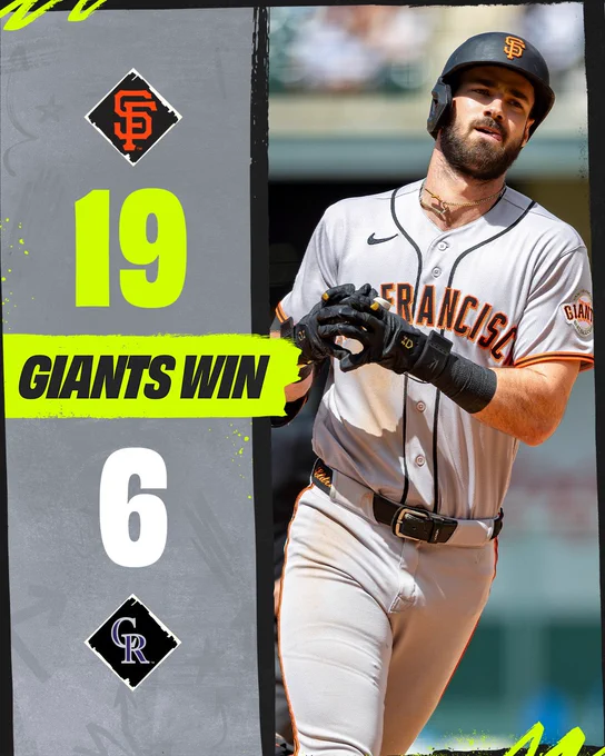 Giants Win: Giants 19, Rockies 6