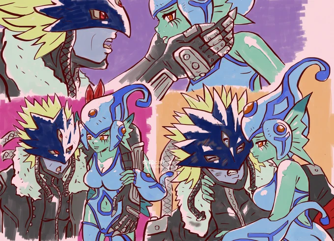 Digimon Ranamon x Beelzebumon 

Fun fact these two characters share the same seiyus in yugioh for Mai valentine - Haruhi Nanao and Joey Wheeler - Hiroki Takanashi