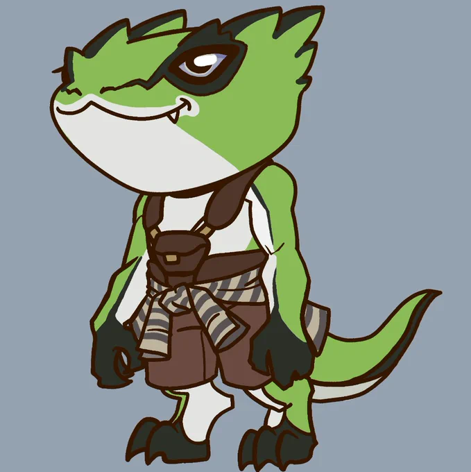 little chibi version of Vyper from Deadlock,  she has a litttle puppy snout and its looking off into the distance imagining The Lash doing something unscrupulous 