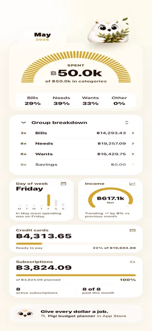 Pigi monthly overview export