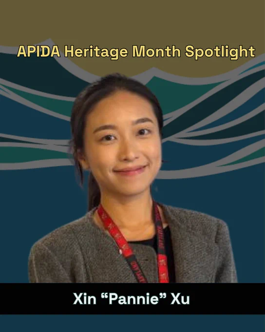 Headshot of Pannie behind the Clark School APIDA Heritage month graphic  