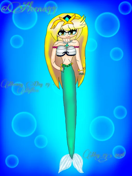 Day 19 of my Mermay Challenge 2026 (Video Game Edition); Mythra from Xenoblade Chronicles 2 ✨⚡️

I love drawing Mythra, so I gave it a shot about drawing her as a mermaid as I remember making her and Shulk as merfolk, like back together in Atlantis in Azaleas Mermaid Scene, and in 2023. Yes, but this time, she's not just watching you, but not being considered to think that you're a pervert under the sea, right?...i guess not?