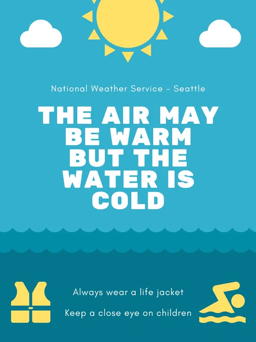 The air may be warm but the water is cold! Always wear a life jacket & keep a close eye on children.