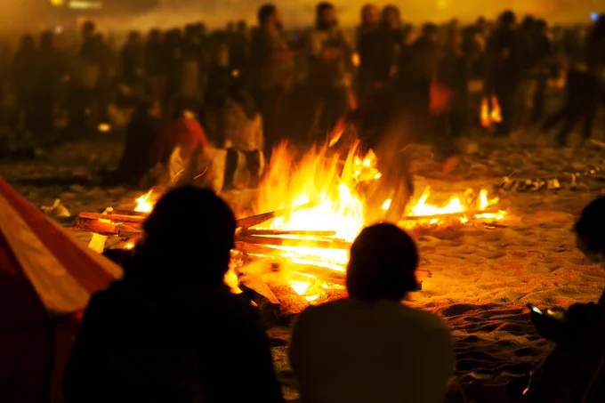 Bonfires on Saint John’s Eve in A Coruña, Galicia  