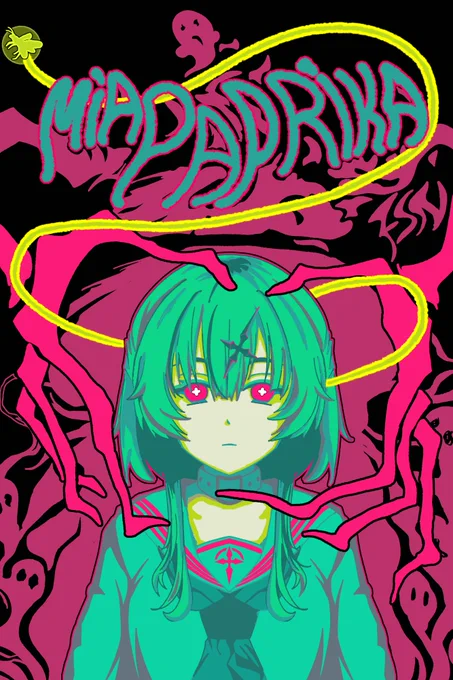 Illustration: Vtuber Mia Paprika inspired by the poster for the video game "Milk outside a bag of milk outside a bag of milk".