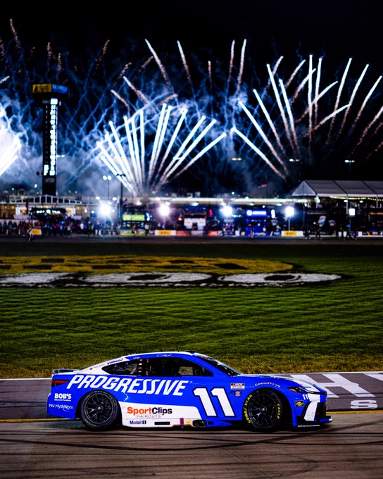 A photo of Denny Hamlin's No. 11 car post-race following his 2026 win at Nashville Superspeedway. 