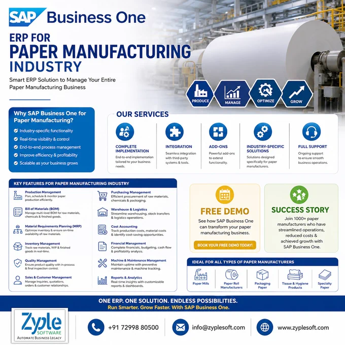 sap business one (B1) for paper manufacturing industry