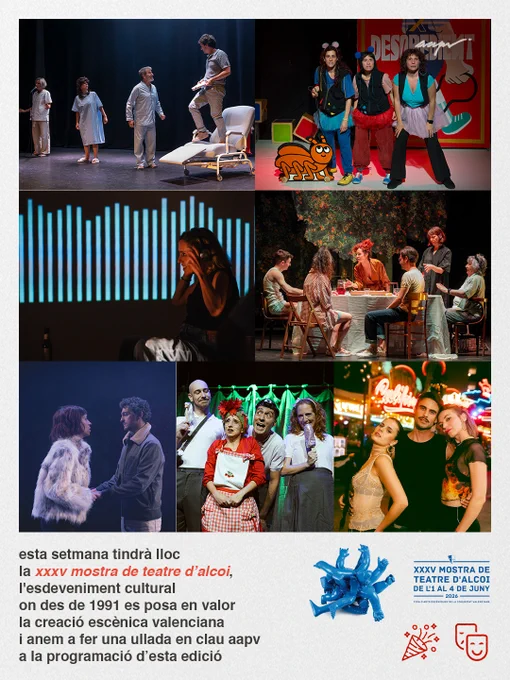 esta setmana tindrà lloc la xxxv mostra de teatre d’alcoi, l'esdeveniment cultural on des de 1991 es posa en valor la creació escènica valenciana i anem a fer una ullada en clau aapv a la programació d’esta edició