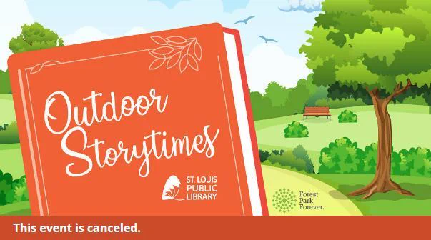 Outdoor Storytime cancellation notice.