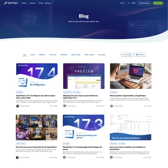 Redesigned OpenProject Blog Page