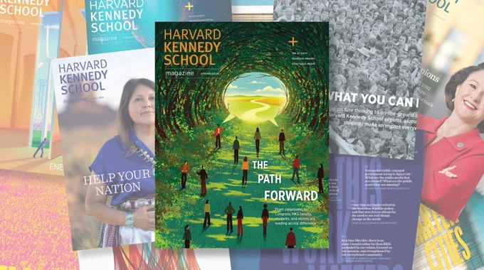 Collage of issues of HKS Magazine.