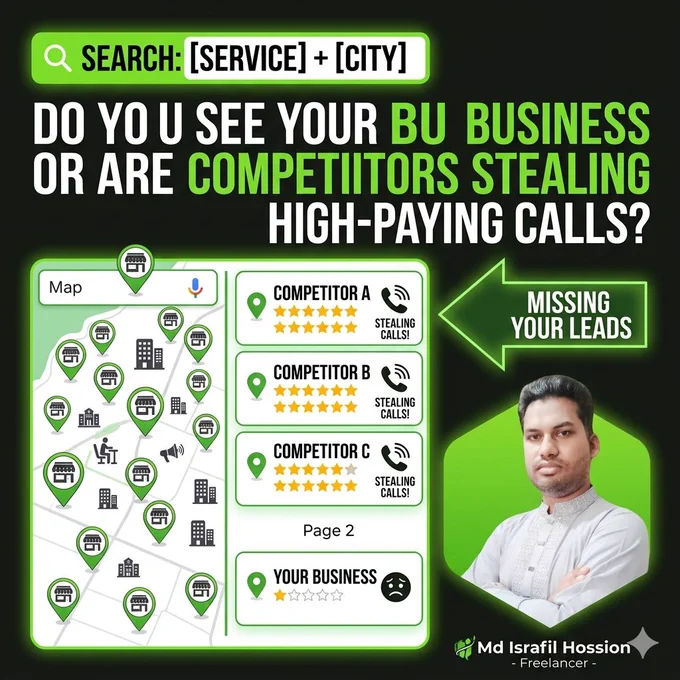 📍 **When you search your service   your city on Google Maps, do you see your business, or are your competitors stealing all the high-paying calls?**

Every day, potential customers are searching for services just like yours. The real question is:

❓ **Who are they finding first?**
❓ **Why are competitors showing up above you?**
❓ **How many calls, leads, and sales are you missing right now?**

Your Google Business Profile is often the first impression customers have of your business. If it's not fully optimized, you're giving competitors an opportunity to win the trust—and the business—of customers who should be calling you instead.

🚀 **What can Local SEO & Google Maps Optimization do for your business?**
✅ Increase visibility in local searches
✅ Generate more qualified phone calls
✅ Drive more website visits and inquiries
✅ Build trust with reviews and optimized business information
✅ Turn local searches into paying customers

💡 The goal isn't just ranking higher— More.......