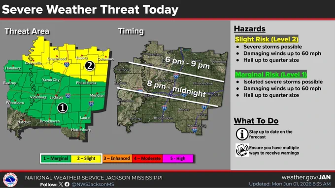 Here's the latest concerning the potential for severe storms later this afternoon and evening.