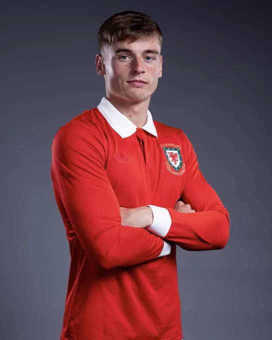 Dylan Lawlor wearing the Cymru 150th anniversary kit.