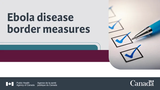 Blue pen marking on checklist sheet. Image reads: Ebola disease border measures