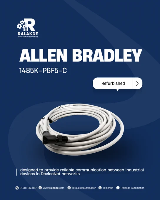 Allen-Bradley 1485K-P6F5-C DeviceNet patch cord for industrial network communication and automation systems displayed by Ralakde.