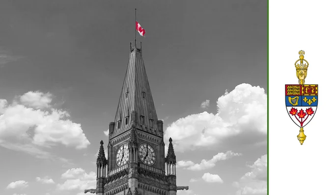 The flag on the Peace Tower is at half-mast.