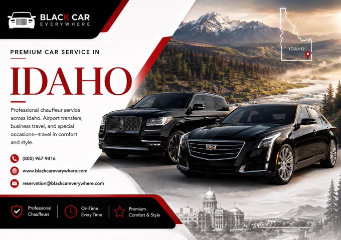 Experience professional chauffeur-driven rides across Idaho with Black Car Everywhere. Whether it’s airport transfers, business trips, or special occasions, travel in comfort, luxury, and on-time every time. 🖤✨