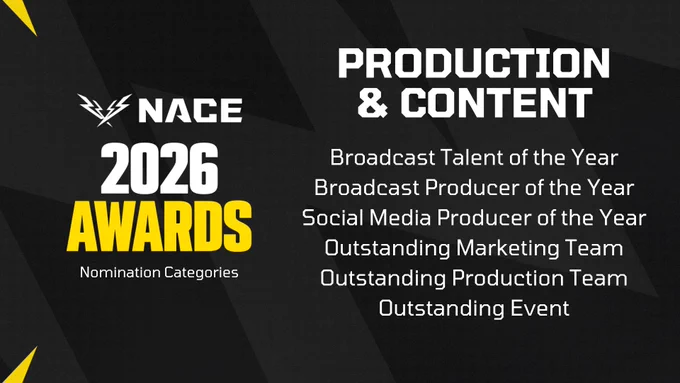 NACE 2026 Awards Nomination Categories: Production & Content
Broadcast Talent of the Year
Broadcast Producer of the Year
Social Media Producer of the Year
Outstanding Marketing Team
Outstanding Production Team
Outstanding Event