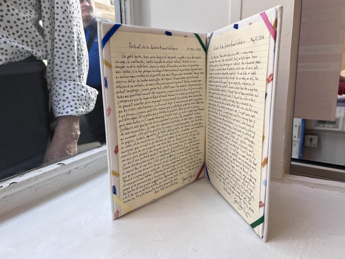 A handwritten portrait of the Galerie Arnaud Lefebvre in Paris, written by poet Jason Stoneking