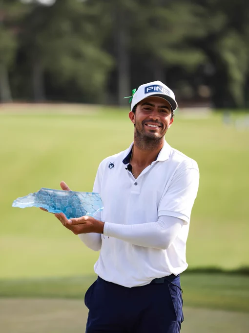 2026 UNC Health Championship winner Alvaro Ortiz holding his trophy
