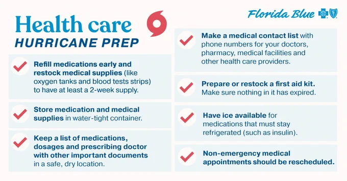 Hurricane season is here. Don't forget to prep your health too. If a state of emergency is declared, we'll lift restrictions on many medication refills at in-network pharmacies. Take 7 steps to stay prepared & safe.