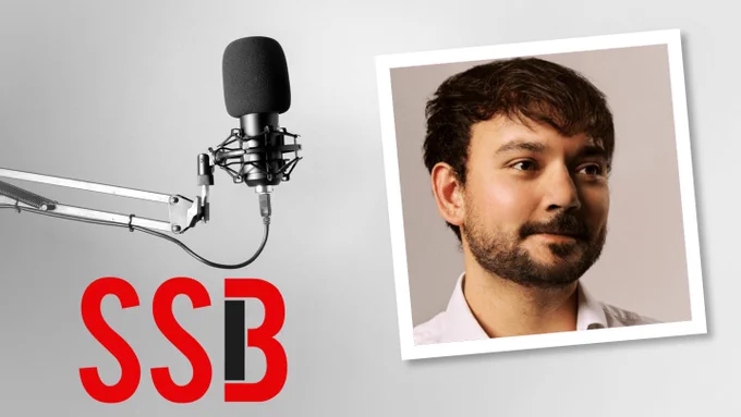A headshot of Daniel Yon on the right with a microphone and the Social Science Bites logo to the left