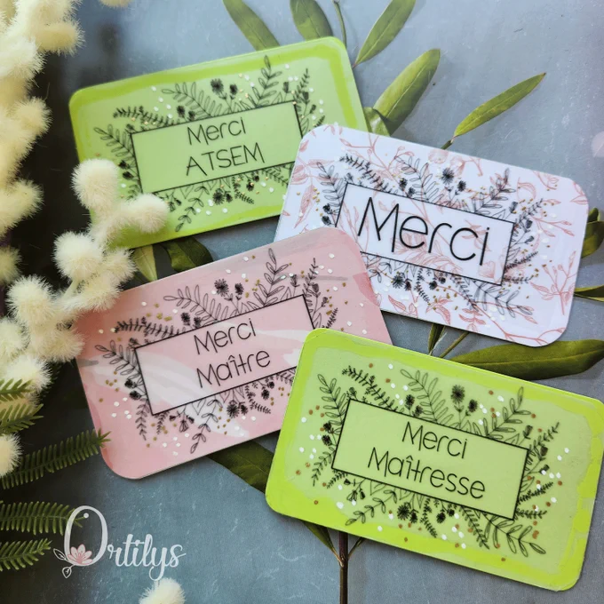 4 cartes de remerciement