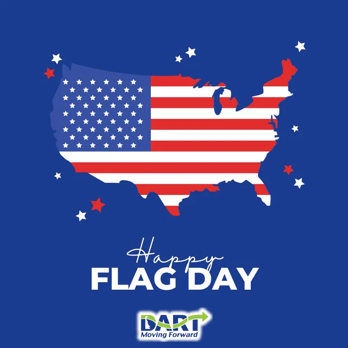 Blue background with US in the middle and text saying Happy Flag Day